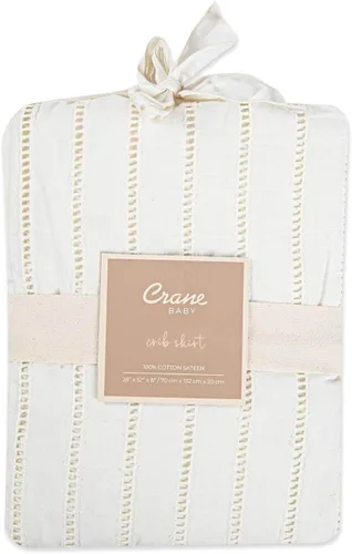 Vista 8 de Crane Baby Falda de cama envolvente para cuna, falda de cuna de algodón para niños y niñas, color blanco, 28 pulgadas de ancho x 52 pulgadas de alto