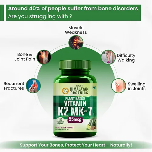 Vista 4 de Himalayan Organics Organics Suplemento de vitamina K2 a base de plantas apoya una salud ósea y cardíaca más fuerte - 120 cápsulas vegetales
