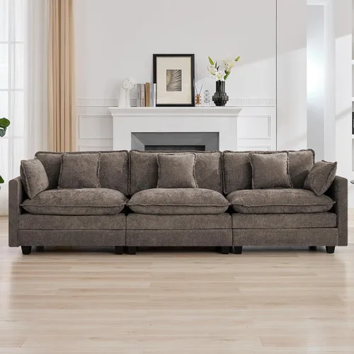 Vista 103 de Sofá modular en forma de nube de 113 pulgadas, sofás de asiento profundo de gran tamaño para sala de estar, sofá modular tapizado de chenilla