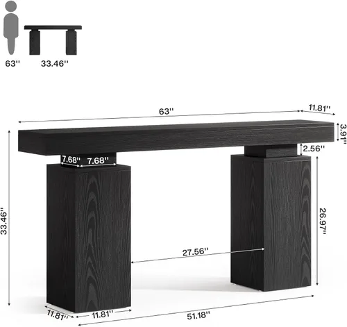 Vista 2 de Tribesigns Mesa Consola Larga de 63 Pulgadas, Mesa de Entrada Estilo Granja Detrás del Sofá, Soporte de Vestíbulo de Madera Estación de Entrada