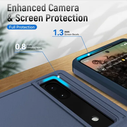 Vista 3 de Asuwish Funda para teléfono para Pixel 6A con protector de pantalla de vidrio templado y delgada híbrida de cuerpo completo, protector móvil