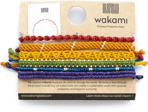 Vista 8 de Wakami New World - Juego de 3 pulseras bohemias de amistad hechas a mano Pulseras trenzadas indie para mujeres y hombres Hechas a mano por