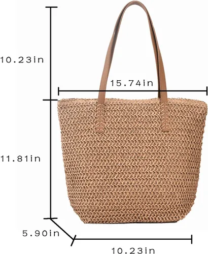 Vista 6 de Bolsa de playa para mujer, bolsa de paja tejida de verano, bolsa de paja para mujer, bolso de mano de paja para mujer, bolso de mano de vocación