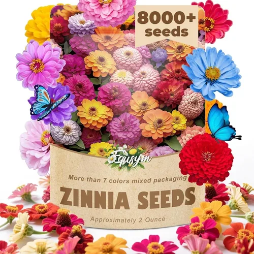 Vista 9 de Más de 16000 semillas de flores de Zinnia para mezcla de colores 2026-7+, alta tasa de germinación, perfectas para jardines, mezcla de semillas