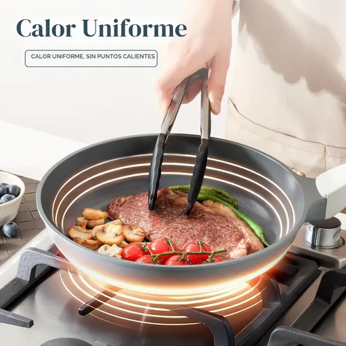 Vista 7 de PRICUSIS - Sartén antiadherente de cerámica, sartén con mango de enfriamiento constante, para huevos y tortilla y sartén de chef, compatible