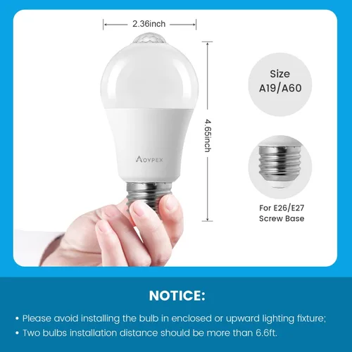 Vista 7 de Bombillas con sensor de movimiento, 13 W (equivalente a 100 W) activado por movimiento, bombilla LED con sensor de atardecer a amanecer, A19 E26