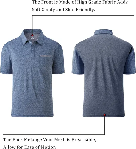 Vista 81 de V VALANCH Polo de golf de manga corta para hombre, estilo casual, con cuello que absorbe la humedad
