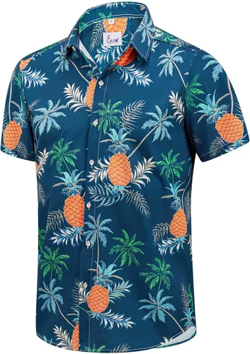 Vista 37 de EUOW - Camisas hawaianas para hombre de manga corta con botones, estampadas para la playa y el verano
