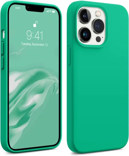 Vista 10 de AOTESIER Funda magnética para iPhone 13 Pro Max, compatible con MagSafe, protección militar a prueba de golpes, funda de silicona con forro de Verde