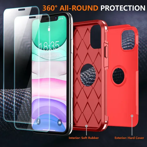 Vista 3 de SPIDERCASE Funda a prueba de golpes para iPhone 11, [protección contra caídas de grado militar de 10 pies], con 2 piezas