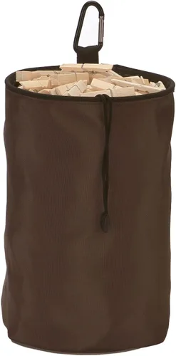 Vista 5 de Bolsa de soporte para pinzas para ropa al aire libre, resistente al agua con colgadorcierre de cordón (café)