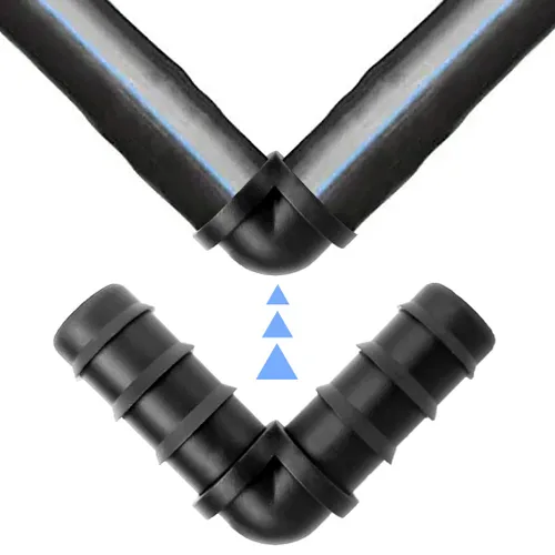 Vista 3 de 20 conectores de manguera de riego por goteo, codo negro, aplicables a manguera de 1/2 pulgada (0.630 in), con conector de púa