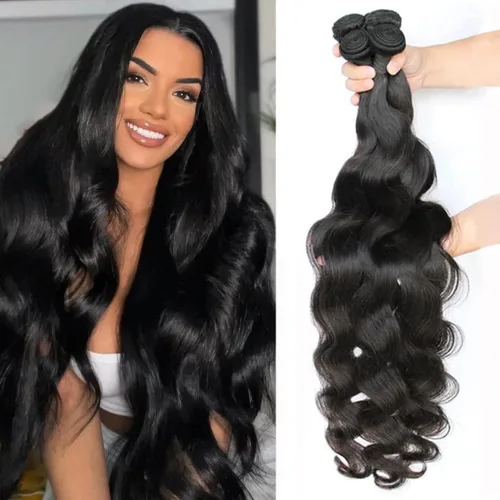 Vista 13 de Paquetes de cabello humano ondulado de 12, 14, 16 pulgadas 3 paquetes negro natural