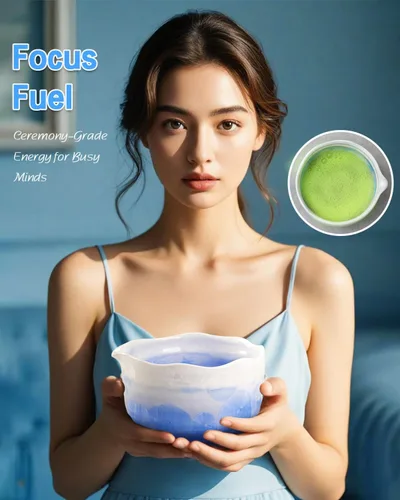 Vista 8 de Juego de Matcha de Cristal Natural con Flores - 4 Piezas Kit de Matcha de Grado Alimentario con Tazón con Pico, Batidor de Matcha, Cucharón