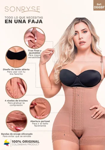 Vista 5 de Sonryse Fajas de compresión poscirugía Fajas colombianas reductoras y moldeadoras para mujeres, 066 Ceniza Negra
