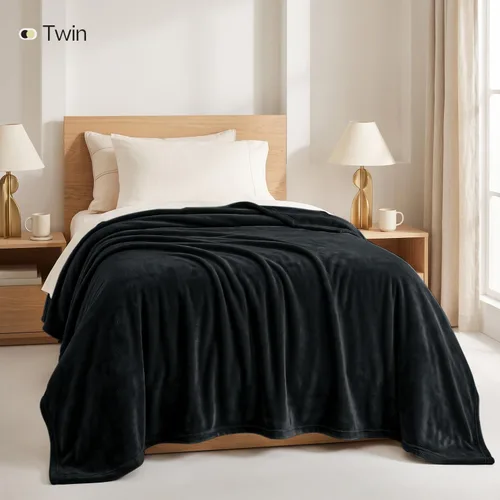 Vista 6 de Utopia Bedding Manta de forro polar negro, tamaño individual, ligera, mullida, suave, antiestática de microfibra (60 x 80 pulgadas)