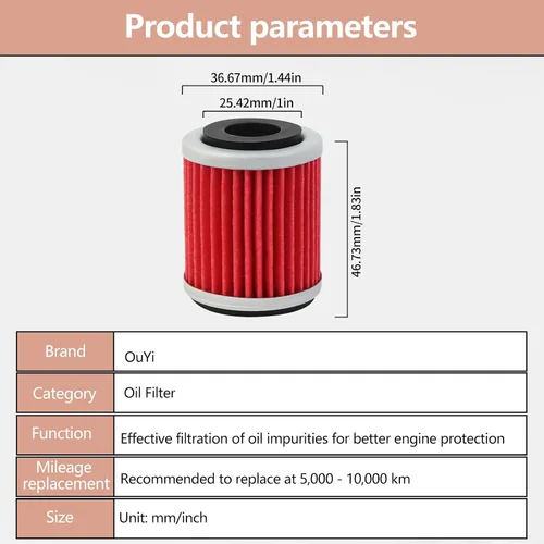 Vista 2 de OuYi Filtro de aceite de motocicleta para Yamaha YFM350R YFM350X YFM350ER YFM350FX YFM350FW YFM400F YZ250F YZ400F YZ426F WR250F WR426F Raptor