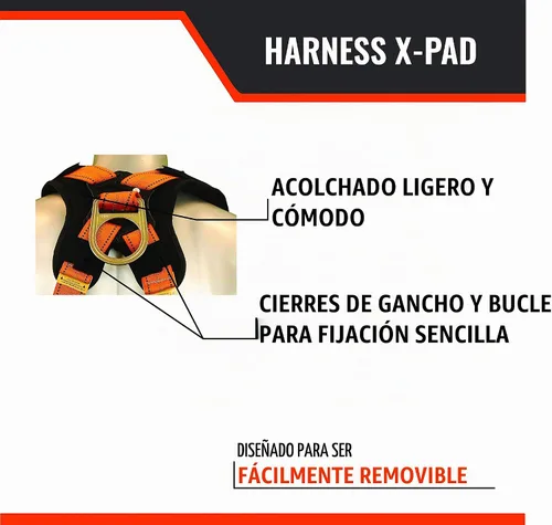 Vista 4 de Malta Dynamics Arnés X-Pad, soporte trasero acolchado para arneses de seguridad y protección contra caídas