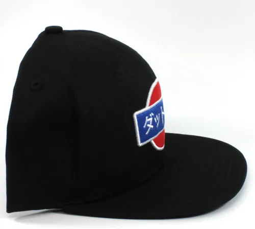 Vista 6 de Rotary13B1 Gorra de béisbol Datsun Kanji - Sombrero negro de ala plana, Negro