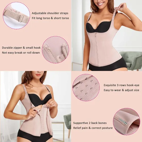 Vista 4 de Nebility Corsé moldeador de cintura para mujer con cremallera