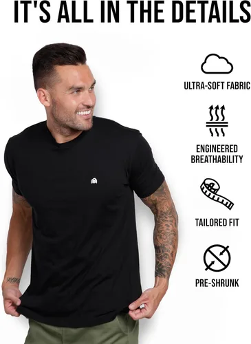 Vista 2 de INTO THE AM - Camiseta de manga corta y cuello redondo para hombre, ajuste suave, camisa clásica y fresca, tallas S - 4XL
