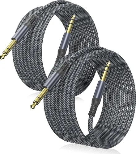Vista 9 de Elebase 1/4 Pulgada TRS Cable de Instrumento 1 Metro 2Pack, Cable de Audio Estéreo de Conexión de 6.35mm Macho Recto, Línea Equilibrada de 6.35mm