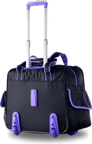 Vista 2 de Olympia Deluxe - Maleta de equipaje con ruedas, NegroVioleta, Overnighter rodante de moda de lujo