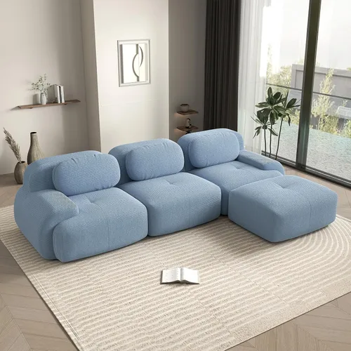 Vista 97 de Sofá biplaza moderno de 80 pulgadas para sala de estar, sofá de pana en forma de nube con asiento profundo, sofá modular negro, sofás de dos plazas