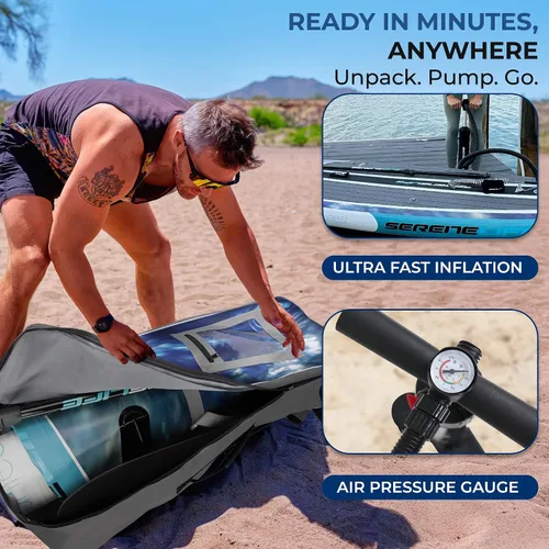 Vista 6 de SereneLife 10’6” Inflatable Stand Up Paddle Board with Premium SUP Accessories - 32” Wide Stable Design with Non-Slip EVA Deck Pad, for Youth and