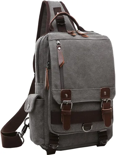 Vista 25 de Mygreen bolsa cruzada de lona, mochila de viaje Verde militar