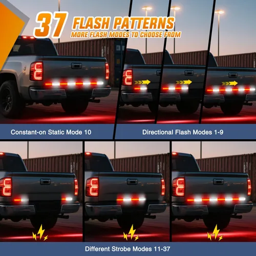 Vista 46 de Nilight - Tira de luz LED para plataforma trasera de 30 pulgadas de UTV, 204 LED, luces de freno ámbar, luces intermitentes rojas, compatible