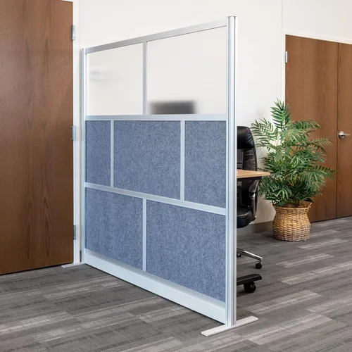 Vista 4 de Luxor MW-7070-FCG - Sistema modular de división de ambientes de pared, marco plateado, 70 pulgadas de ancho x 15.75 pulgadas de profundidad x 70
