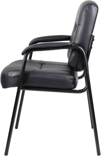 Vista 8 de Boss Office Products Silla de invitados de LeatherPlus con respaldo medio ejecutivo en negro