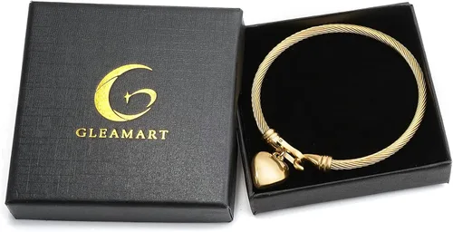 Vista 6 de Gleamart Pulsera de cable para mujer de acero inoxidable trenzado con cierre de gancho