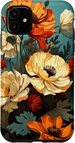 Vista 8 de Funda de flores mexicanas para iPhone 12 Pro Max Marigold Flower and Teal Aqua Blue Cyan