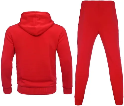 Vista 2 de Chándal para hombre de 2 piezas, traje de forro polar con capucha, conjunto de sudadera casual para correr
