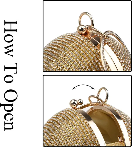 Vista 4 de GUOZI Bolso redondo para mujer con borla con diamantes de imitación para boda fiesta