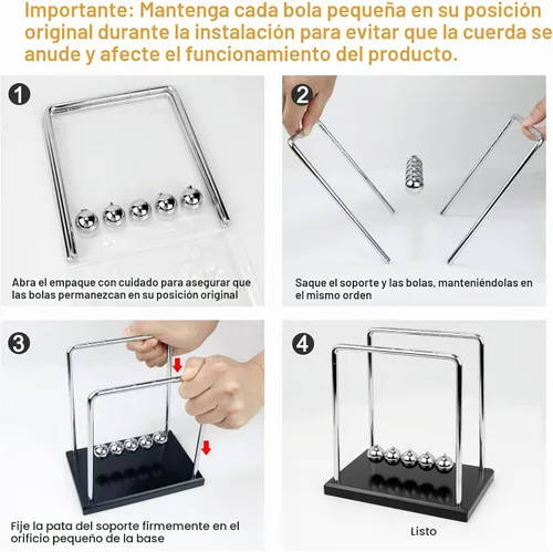 Vista 5 de Sealive Newton's Cradle Bolas de acero grandes y resistentes con base