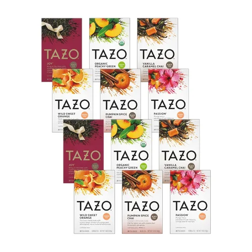 Vista 14 de TAZO Bolsitas de Té Muestra Surtido Paquete de Variedad Caja de Regalo (42 Unidades) 14 Sabores Diferentes Regalos para Ella Él Mujeres Hombres