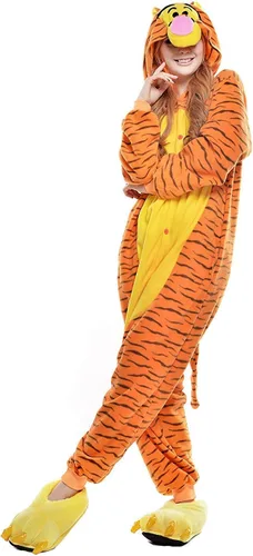 Vista 2 de Halloween Onesies Tiger Adult Unisex Cosplay Animal Pajamas Costumes Xmas