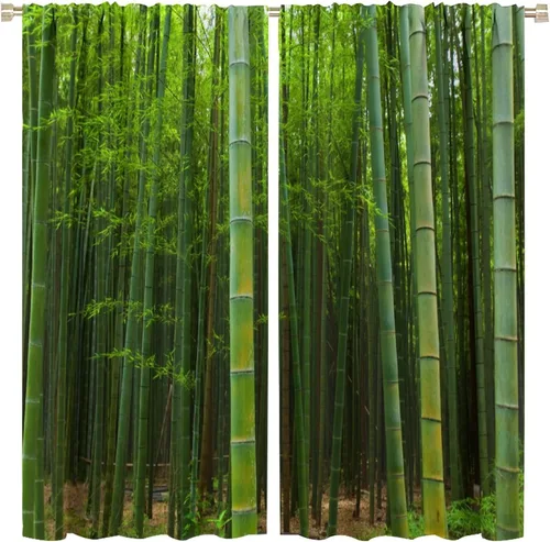 Vista 32 de Cortinas de bambú 3D impresas para exteriores, cortinas de bambú natural japonés zen, sala de estar, cocina, bolsillo para barra, cortinas