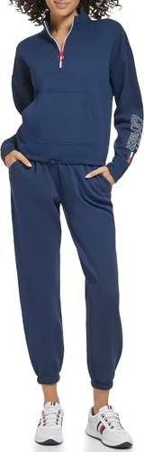 Vista 5 de Tommy Hilfiger Women's Gathered Hem with Bungee Kanga Pocket Ring Puller on Zipper Quarter Zip