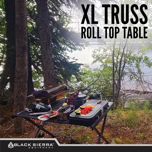 Vista 4 de Black Sierra XL - Mesa de camping portátil plegable, mesa ligera para uso en interiores y exteriores, para picnic y fiesta de campo, bolsa