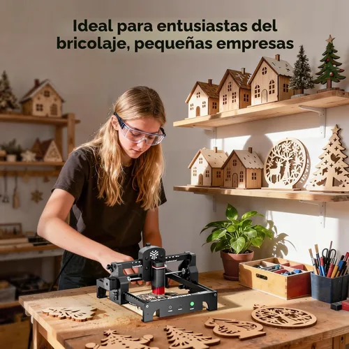 Vista 4 de Acmer S1 Máquina de Grabado y Corte Láser, 6W (6000mW) para Madera, Acrílico, Cuero, Plástico - Área de Grabado Compacta de 130x130mm, Proyectos