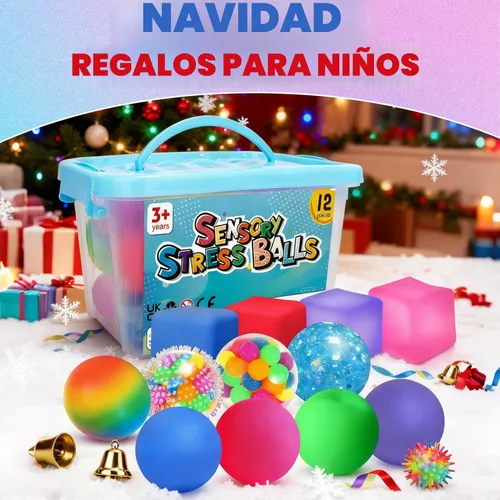 Vista 4 de Pelotas de Estrés y Juguetes Sensoriales Fidget: Juego de 12 Bolas Esponjosas de Estrés para Niños de 3 a 12 años - Bola Sensorial de Terapia