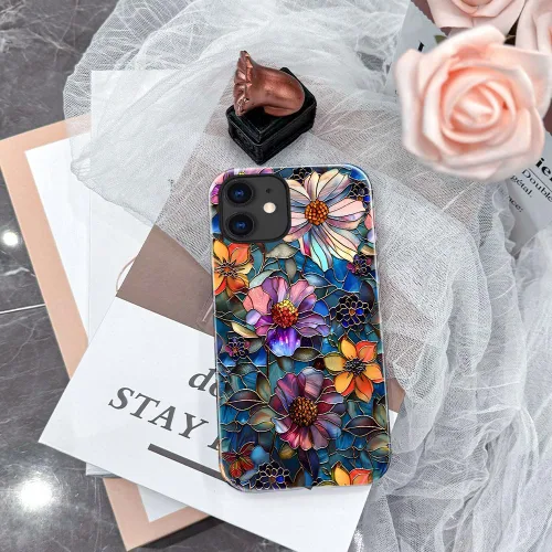 Vista 6 de Funda TnXee Compatible con iPhone 11, Funda Híbrida de 2 Capas de Prevención de Caídas con Arte Floral Colorido para Niñas y Niños