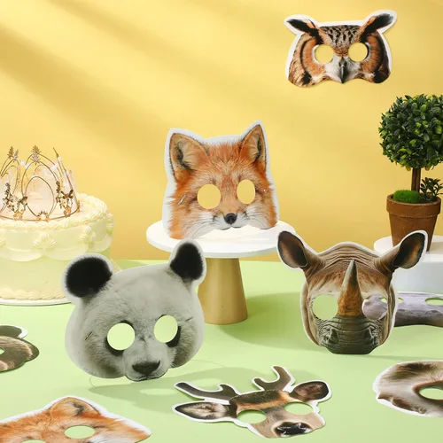 Vista 5 de 32 máscaras faciales de animales de safari monstruo para niños, monstruo, selva, bosque, zoológico, animales, máscaras de dibujos animados