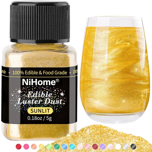 Vista 21 de NiHome Polvo brillante comestible de grado alimenticio con purpurina para decoración de alimentos, polvo metálico para bebidas, vino, bebidas, Blanco