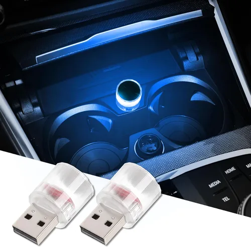 Vista 9 de Lámpara LED USB para interior de coche, luces LED mini USB universales para decoración de coche, luz nocturna LED mini USB enchufable para coches