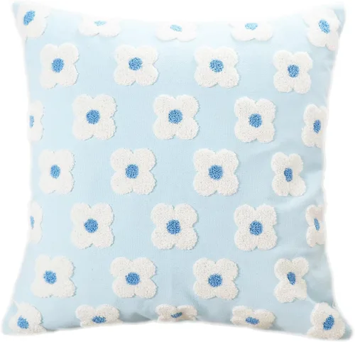 Vista 11 de DECOBIRD Funda de almohada bordada de 18 x 18 pulgadas, diseño floral beige, decoración del hogar, funda de almohada bordada de lona de algodón